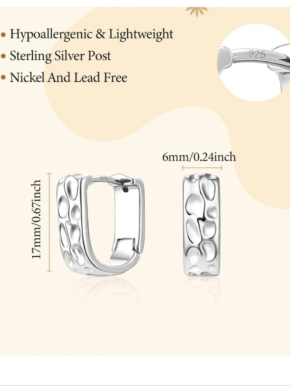 ✨ Jedora 925 Sterling Silver Textured Chunky Huggie Hoop Earrings ✨